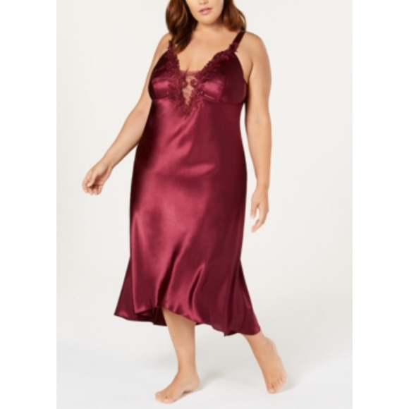 Flora by Flora Nikrooz Satin Stella Lingerie Nightgown Bordeaux Plus Size 3X - Picture 1 of 1
